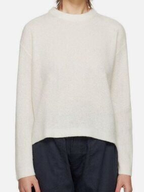 Leset Women's Ivory Tess Rib-Knit Mock Neck Long Sleeve Wool Sweater Size XL